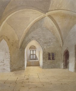 Widok wnętrza więzienia w Bowyer Tower, Tower of London, Stepney, Londyn, 1883 autorstwa John Crowther