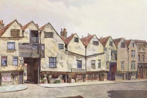 Zaginiony Londyn: Starożytne kamienice na Bermondsey Street (kolorowa litografia) autorstwa John Crowther