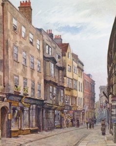 Zaginiony Londyn: Holywell Street, patrząc na zachód (kolorowa litografia) autorstwa John Crowther