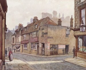 Zaginiony Londyn: Stare domy w Snowfields, Bermondsey (kolorowa litografia) autorstwa John Crowther