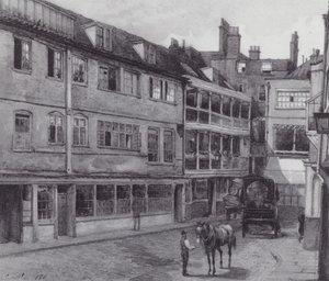Zaginiony Londyn: Podwórze George Inn, Borough (litografia) autorstwa John Crowther