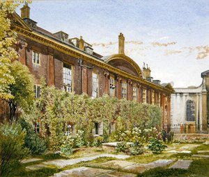 Widok obszaru w szpitalu Chrystusa, Newgate St autorstwa John Crowther