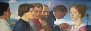 Niektóre późniejsze prymitywne i Madame Tisceron, 1912 (tempera na płótnie) autorstwa John Currie