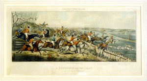Walka o początek, Leicestershires, rycina Henry Alken (1785-1851) 1825 (kolorowy grawerunek) autorstwa John Dean (after) Paul