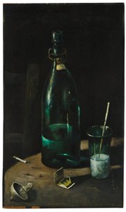 Martwa natura z butelką i szkłem (olej na płótnie) autorstwa John Decker