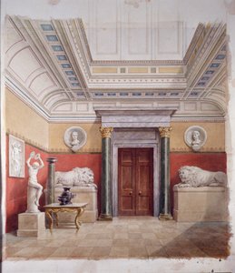 Galeria Rzeźby, północny koniec, ok. 1870 (akwarela na papierze) autorstwa John Dibblee Crace
