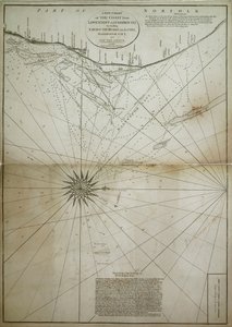 Nowa mapa wybrzeża od Lowestoff do Hasbrough, w tym Yarmouth Roads and Sands, Hasbrough Gatt i nowe światła. autorstwa John Diston