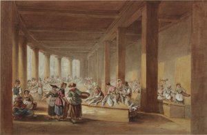 The Old Fish Market, Sandhill, Newcastle upon Tyne (bc, pióro i tusz na papierze)