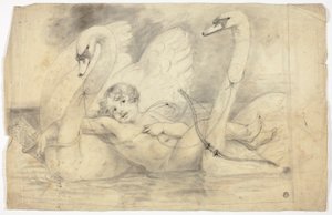 Kupidyn i łabędzie autorstwa John Downman