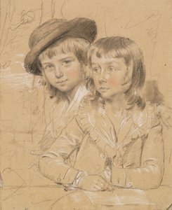 No.1933 Benjamin i Lewis Way, najstarszi synowie Benjamina Way z Denham House, Bucks, 1779 (kreda na papierze) autorstwa John Downman