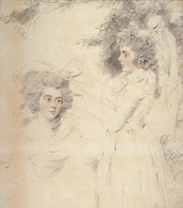 Portret Georgiany, księżnej Devonshire i lady Elizabeth Foster (akwarela i ołówek na papierze)