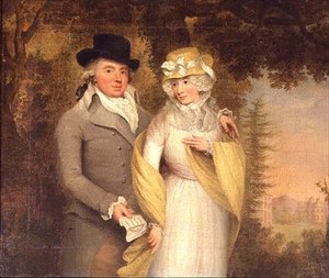 Portret dżentelmena i jego żony w parku autorstwa John Downman