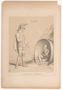 Spotprent spotkał Sir Roberta Peela Aleksander i Diogenes (tytuł na obiekcie) HB Sketches (tytuł serii na obiekcie) autorstwa John Doyle