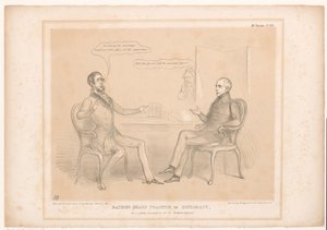 Spotprent op koninklijke huwelijken Raczej ostra praktyka w dyplomacji, Lub ciekawa ilustracja Entente Cordiale (tytuł na obiekcie) HB Sketches (tytuł serii na obiekcie) autorstwa John Doyle