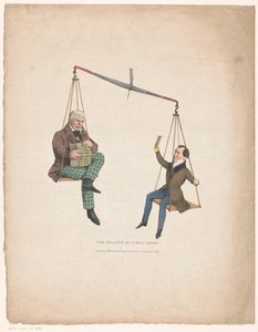 Waga z pisarzami Walterem Scottem i Thomasem Moore Bilans przychylności publicznej (tytuł na przedmiocie) autorstwa John Doyle