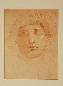 Głowa celtyckiego boga (kredka na papierze) autorstwa John Duncan