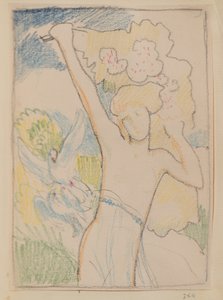 Bez tytułu [Kobieta postać i gołębie] (ołówek) autorstwa John Duncan