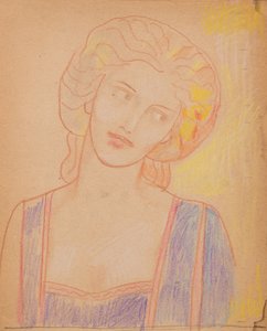 Bez tytułu [Średniowieczna postać kobieca] (ołówek) autorstwa John Duncan
