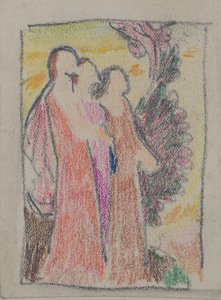 Bez tytułu [Trzy postacie] (ołówek) autorstwa John Duncan