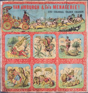 Menażeria Van Amburgh and Co i Colossal Golden Chariot (kolor litowy) autorstwa John E. Bacon