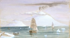 Wyspa Beauforta i góra Erebus. Odkryty 28 stycznia 1841 r. autorstwa John Edward Davis