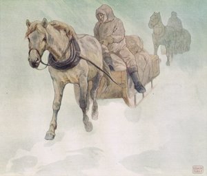 Sanie konne, ilustracja z „Pomocnicy bez rąk” Gladys Davidson, wydanej w 1919 r. (kolor litho) autorstwa John Edwin Noble