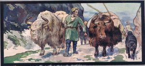 Jaky górskie, ilustracja z „Pomocnicy bez rąk” Gladys Davidson, wydanej w 1919 r. (kolor litho) autorstwa John Edwin Noble