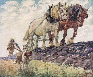 Orka pola, ilustracja z „Pomocnicy bez rąk” Gladys Davidson, wydanej w 1919 r. (kolor litho) autorstwa John Edwin Noble