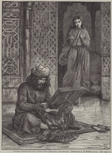 Zobeide odkrywa młodego mężczyznę recytującego Koran (rycina) autorstwa John Everett (after) Millais