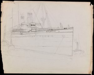 PAH1223; Szkic liniowca pasażerskiego Majestic (niedokończony) (rysunek) autorstwa John Everett