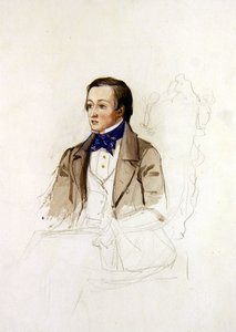 Studium do portretu R. Stephensa z Merton College, Oxford, ok. 1850 (ołówek i akwarela na papierze) autorstwa John Everett Millais