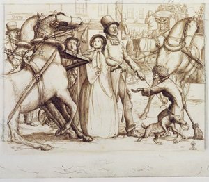 The Blind Man, 1853 (pióro, tusz, wash i grafit na papierze tkanym) autorstwa John Everett Millais
