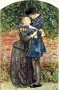 Hugenot, 1852 (toaleta, długopis, atrament i gwasz na papierze) (patrz także 19693) autorstwa John Everett Millais