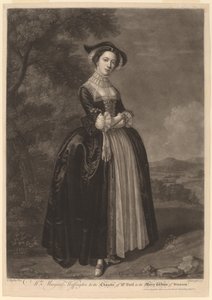 Pani Margaret Woffington w postaci pani Ford w Wesołych żonach z Windsoru autorstwa John Faber II after Edward Haytley