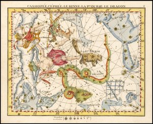 1776 - John Flamsteed - Cassiopee, Cehee, Le Renne, La Petite Ourse, Le Dragon (Cassiopea, Cepheus, Ursa Minor  Draco) autorstwa John Flamsteed