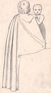 Widok z tyłu kobiety z dzieckiem patrzącej przez ramię autorstwa John Flaxman