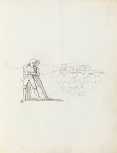 John Philip Kemble jako Hamlet, 1783 (pióro, tusz i pranie na papierze) autorstwa John Flaxman