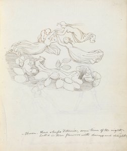 Oberona. Tam śpi Tytania o pewnej porze nocy..., 1783 (pióro, tusz i pranie na papierze) autorstwa John Flaxman