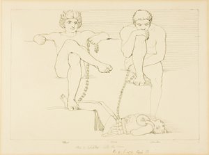 Othus i Ephialtes trzymający Aresa w niewoli autorstwa John Flaxman
