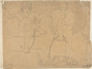 Otus i Efialtes trzymają Marsa w niewoli autorstwa John Flaxman