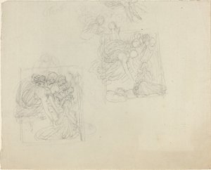 Studia do pomnika z aniołami sięgającymi do modlącej się postaci [recto i verso] autorstwa John Flaxman