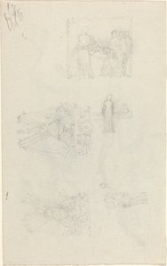 Studia chorego łóżka i dekoracje na fasadę Pałacu Buckingham [recto i verso] autorstwa John Flaxman
