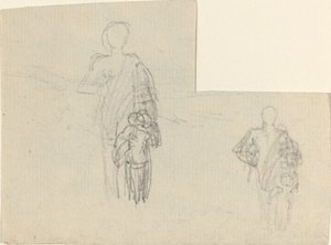 Dwa badania stojącej sylwetki i dziecka autorstwa John Flaxman