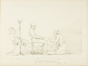 Odyseusz, Penelopa i Euryklea autorstwa John Flaxman