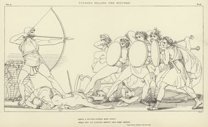 Odyseusz zabijający zalotników autorstwa John Flaxman