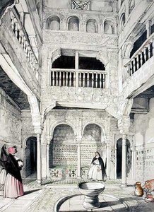 Wejście do łaźni, z „Szkiców i rysunków Alhambry”, rytego przez Jamesa Duffielda Hardinga (1798-1863)