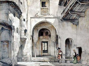 Wejście do meczetu, z „Szkiców i rysunków Alhambry”, grawerowane przez Williama Gauciego (fl.1825-54)