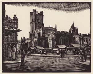 Cambridge: Rynek (drzeworyt) autorstwa John Frederick Greenwood