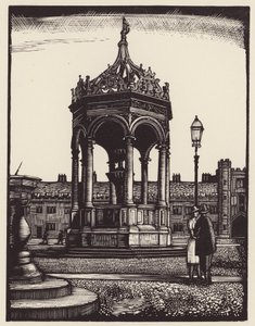 Cambridge: Trinity Fountain (drzeworyt)