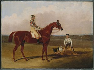 „Boso”, koń wyścigowy, z dżokejem i panem młodym, 1835 autorstwa John Frederick Herring Senior